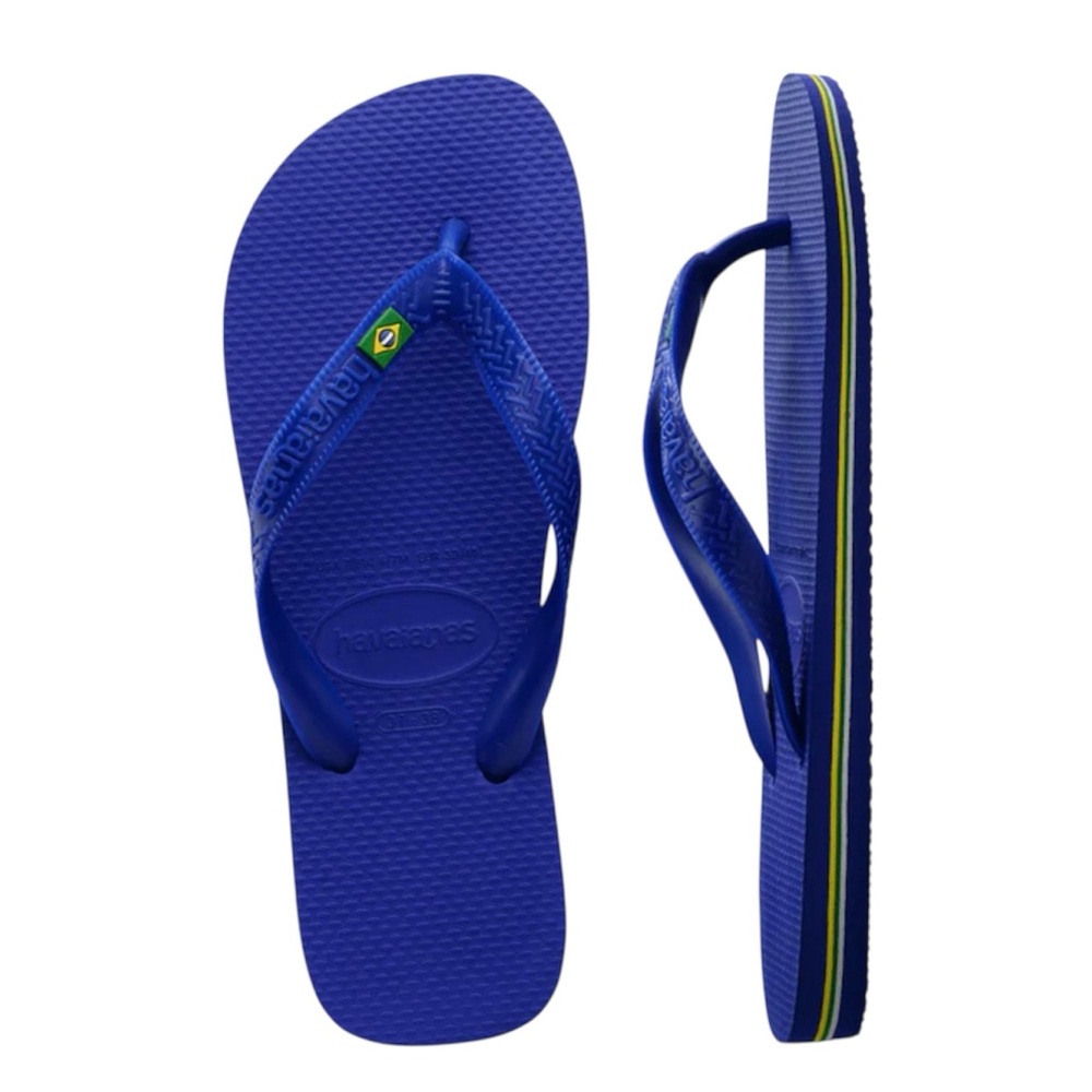 NWT Havaianas Brazil Logo Flip Flop Marine Blue Size 39-40/Women’s 9-10